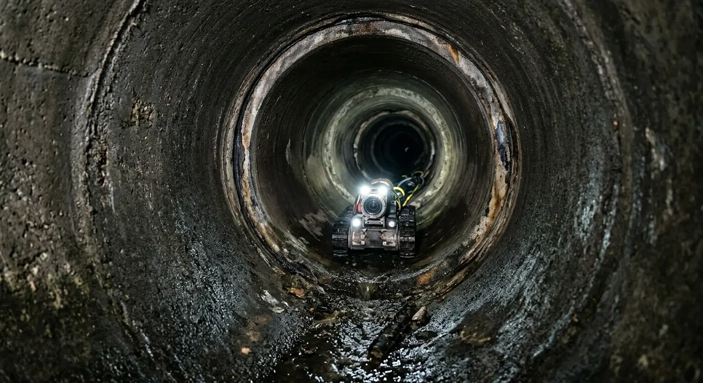 Robotic sewer camera inspecting pipe interior for Sewer Line Repair in Hybla Valley
